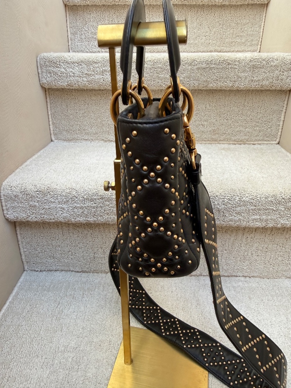 Christian Dior Calfskin Studded Mini Supple Lady Dior Black - Picture 12 of 12
